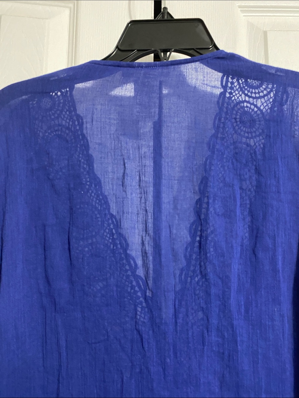 La Blanca Blue Crochet cotton Tunic Coverup tunic top shirt size XS - Picture 6 of 11